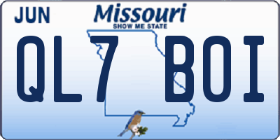 MO license plate QL7B0I