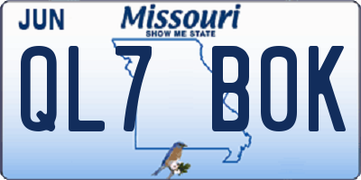 MO license plate QL7B0K