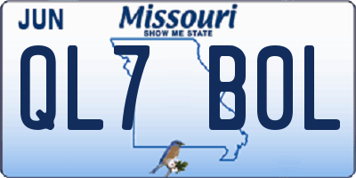 MO license plate QL7B0L