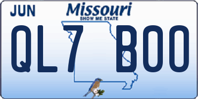 MO license plate QL7B0O