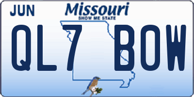 MO license plate QL7B0W