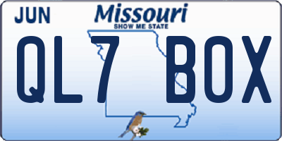 MO license plate QL7B0X