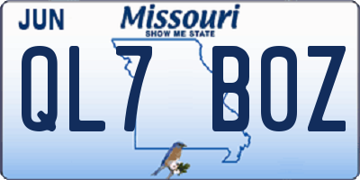 MO license plate QL7B0Z