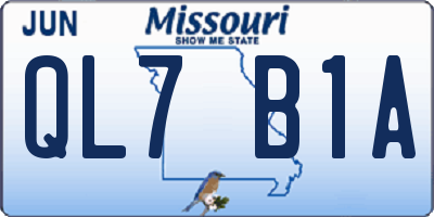 MO license plate QL7B1A