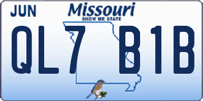 MO license plate QL7B1B