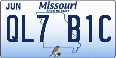 MO license plate QL7B1C