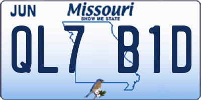 MO license plate QL7B1D