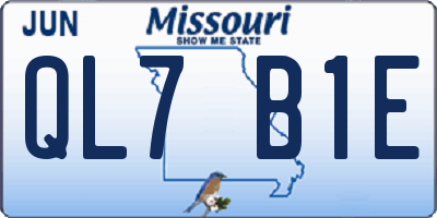 MO license plate QL7B1E