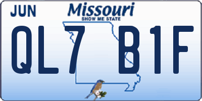 MO license plate QL7B1F