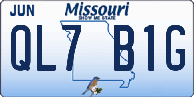 MO license plate QL7B1G