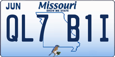 MO license plate QL7B1I