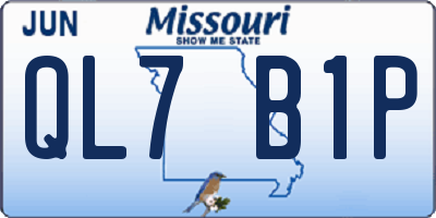MO license plate QL7B1P