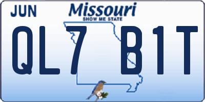 MO license plate QL7B1T