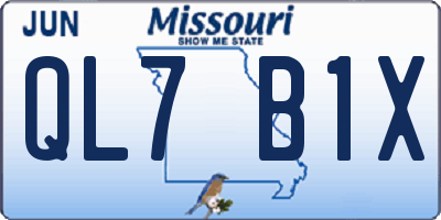 MO license plate QL7B1X
