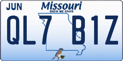MO license plate QL7B1Z