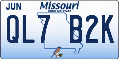 MO license plate QL7B2K