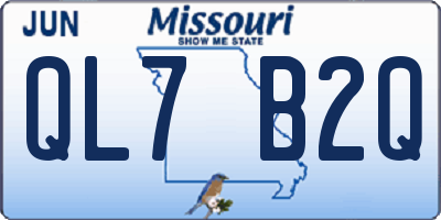 MO license plate QL7B2Q