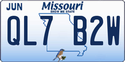MO license plate QL7B2W