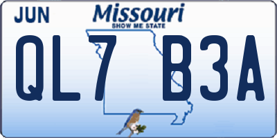MO license plate QL7B3A