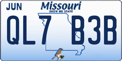 MO license plate QL7B3B