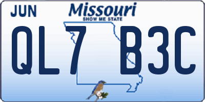 MO license plate QL7B3C