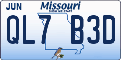 MO license plate QL7B3D