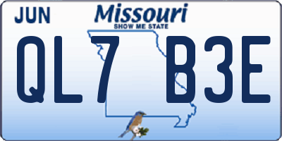 MO license plate QL7B3E
