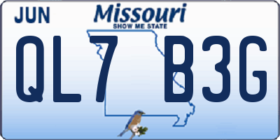 MO license plate QL7B3G