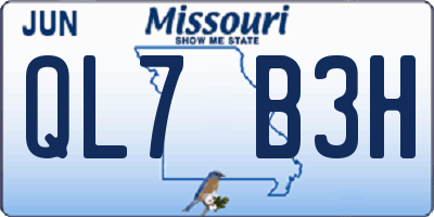 MO license plate QL7B3H