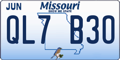 MO license plate QL7B3O