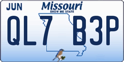 MO license plate QL7B3P