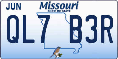 MO license plate QL7B3R