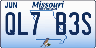 MO license plate QL7B3S
