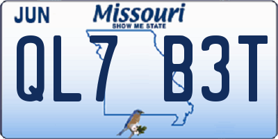 MO license plate QL7B3T