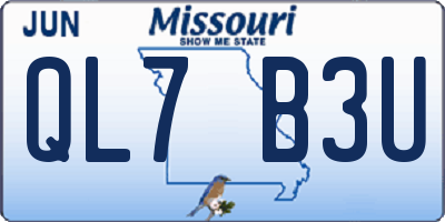 MO license plate QL7B3U