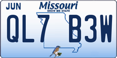MO license plate QL7B3W