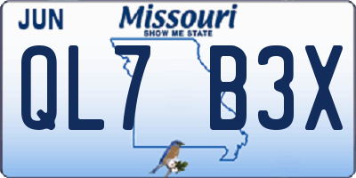 MO license plate QL7B3X