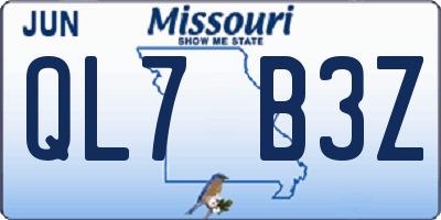 MO license plate QL7B3Z