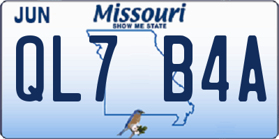 MO license plate QL7B4A