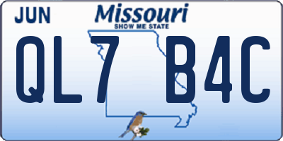 MO license plate QL7B4C