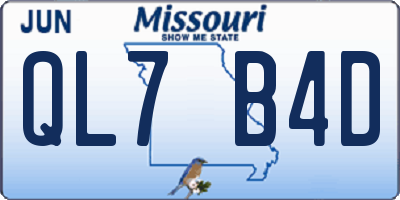 MO license plate QL7B4D