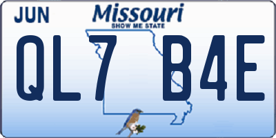 MO license plate QL7B4E