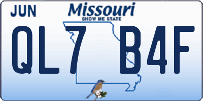 MO license plate QL7B4F