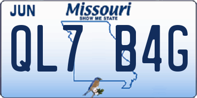 MO license plate QL7B4G