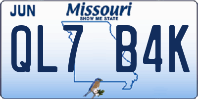 MO license plate QL7B4K