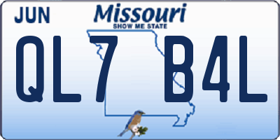 MO license plate QL7B4L