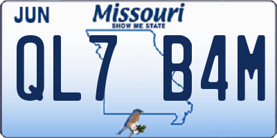 MO license plate QL7B4M