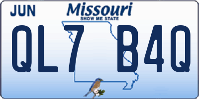 MO license plate QL7B4Q