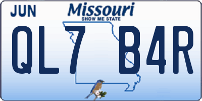 MO license plate QL7B4R