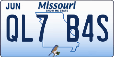 MO license plate QL7B4S